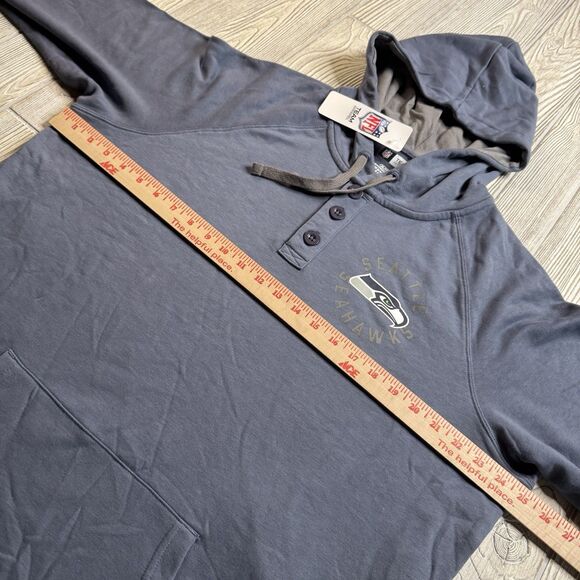 Seattle Seahawks Hooded Henley Shirt Men’s XL Gray Logo NFL Team Apparel New - Picture 7 of 10